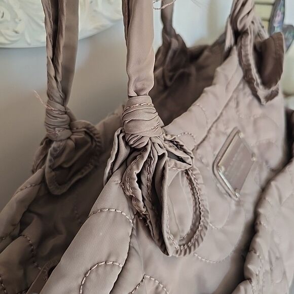 Marc By Marc Jacobs Taupe Green Nylon Quilted Tote Bag Shopper Purse Gym Slouchy - Picture 9 of 15